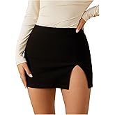 Floerns Women's Casual Skinny Low Rise Split Hem Mini Skirt