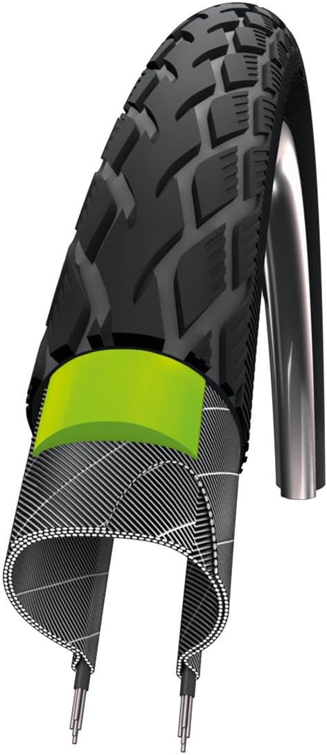 Schwalbe Marathon 28 X 1 1/2 Wired Tyre with Greenguard Reflex 830g (40-635) - Black, 28x1.5