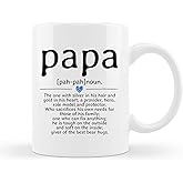 QUICQOD Papa Definition Coffee Ceramic Mug, Grandpa Gifts, Papa Coffee Mug for Men, Fathers Day Birthday Christmas Thanksgiving Day Gifts,11 Oz