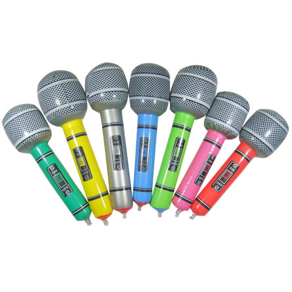 The Glowhouse Inflatable Musical Instruments Inflatables Guitar Saxophone Microphone For Party Supplies Party Favours Balloons Random Colour (4 Microphones)