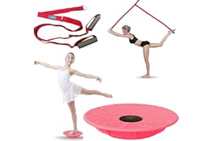 ARTAN BALANCE Dance, Cheerleading and Figureskating Trainer Stretching and Balance, 2 Pc. Set, Stretching, Disc Core Board and Flexibility Equipment Strap for Dance, Gymnastics, Turning, Stunt