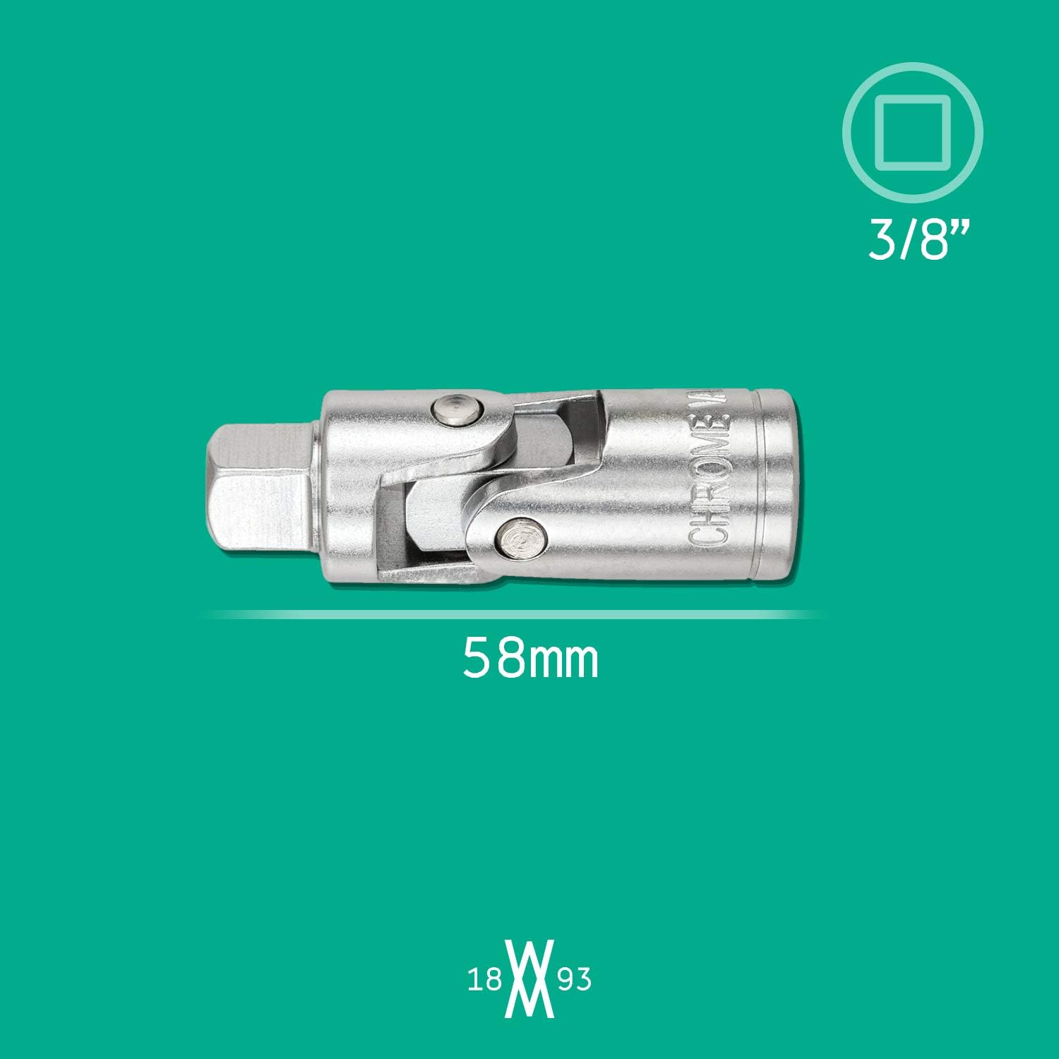 WIESEMANN 1893 Universal Cardan Joint 3/8 inch Double Square Drive with 10mm (3/8”) Drive, Chrome, 3/8 inch - medium - Image 5