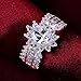 KOREA-JIAEN S925 Sterling Silver Sunflower Ring Setting Large Oblong Shape 5A Level Zircon Diamond in Center (Size:8, Flower)