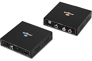 gofanco Audio Extender Over CAT5e / CAT6 - Coaxial/Toslink/RCA Stereo, 950ft (290m) Extension, Embedded DAC & ADC, PoC, Up to 7.1-Channel, Supports Dolby Digital, DTS, PCM, Stereo (AudioCATExt33)