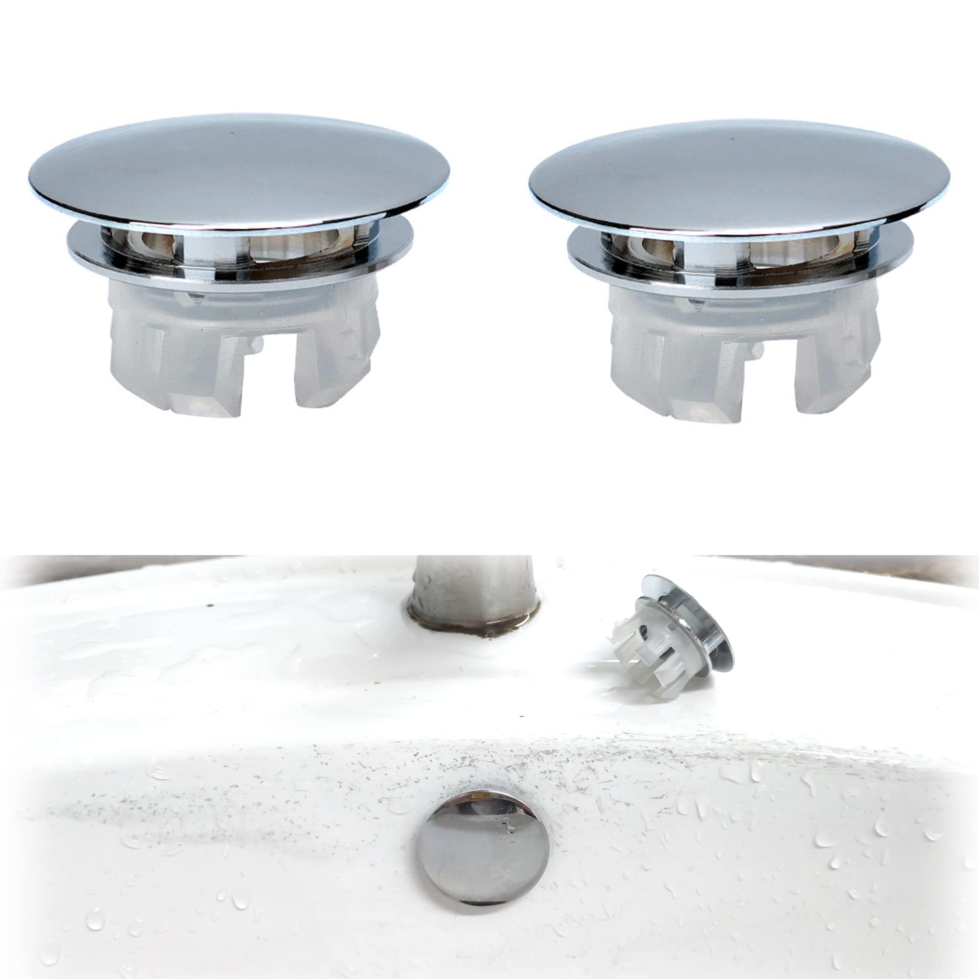 Hayaww Sink Overflow Ring Cover, 2 Pcs Copper, Light Silver, for Bathroom Kitchen Sinks, 1.3*1.0*0.8 in, Suitable for 0.9-1.0in Aperture