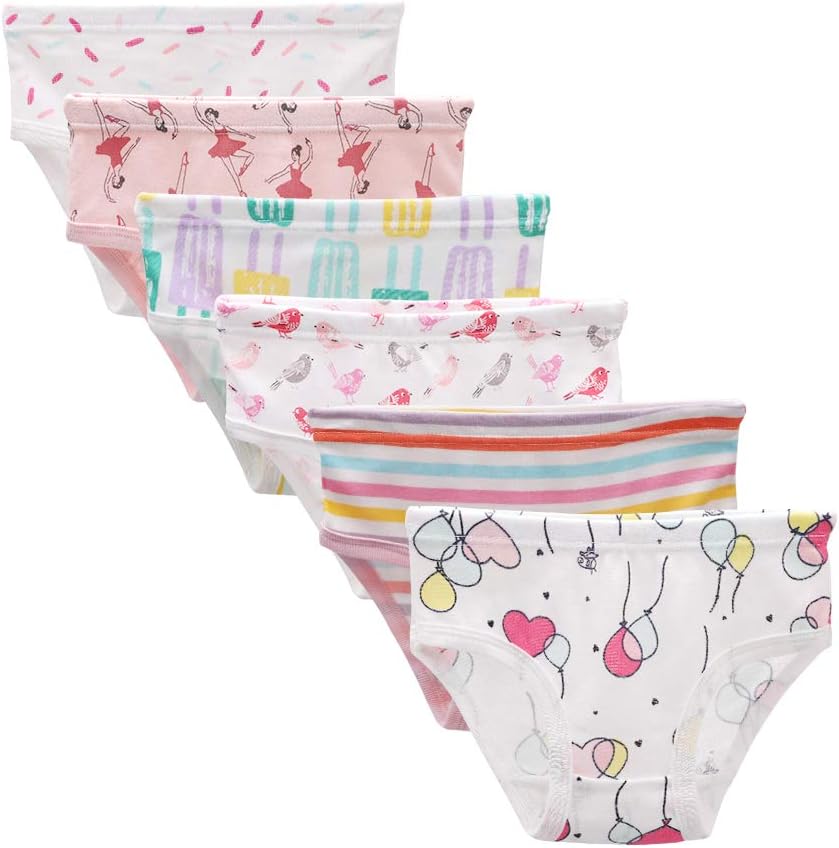 muyan Baby Soft Cotton Underwear Little Girls'Briefs Toddler Undies (Pack of 6)