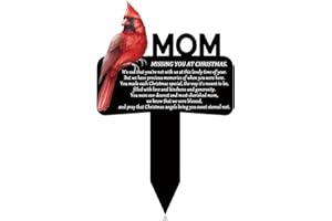 Cinnvoice Christmas Grave Decorations for Cemetery Cardinal Memorial Gift Markers Metal Cardinal Garden Decor Grave Site Decor Cemetery Decorations Memorial Plaques Outdoors(Mom)