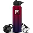 IRON °FLASK Camping & Hiking Hydration Flask with 3 Lids - Stainless Steel, Double Walled & Vacuum Insulated Water Bottle - Leak Proof & BPA Free (Dark Rainbow, Straw - 22 oz)