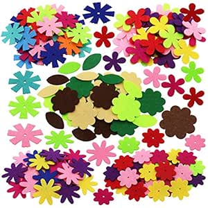 SOOKOO 5 Shapes 150 PCS Felt Flowers Fabric Flower Embellishments for DIY Crafts Sewing Handcraft, Assorted Color