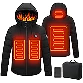Qdreclod Heated Jacket with Hood Electric Heating Jacket for Men Women Winter Warm Heated Coat for Skiing Motorcycling