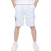 CAMLAKEE Boys Stretch Cargo Shorts Elastic Waist School Kids Twill Summer Short