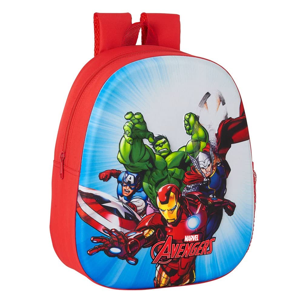 safta 3D Design Backpack Adaptable to Avengers Trolley, 270 x 100 x 320 m, Red