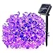Qedertek Solar Christmas String Lights, 21ft 50 LED Halloween Purple String Lights, Fairy Blossom Lights String, Xmas Decorations for Indoor Outdoor, Home, Garden, Patio, Party and Xmas Trees Purple