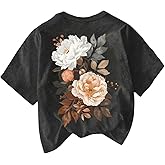 SOLY HUX Women's Floral Print T-Shirt Graphic Tops Short Sleeve Crew Neck Cute Summer Shirts