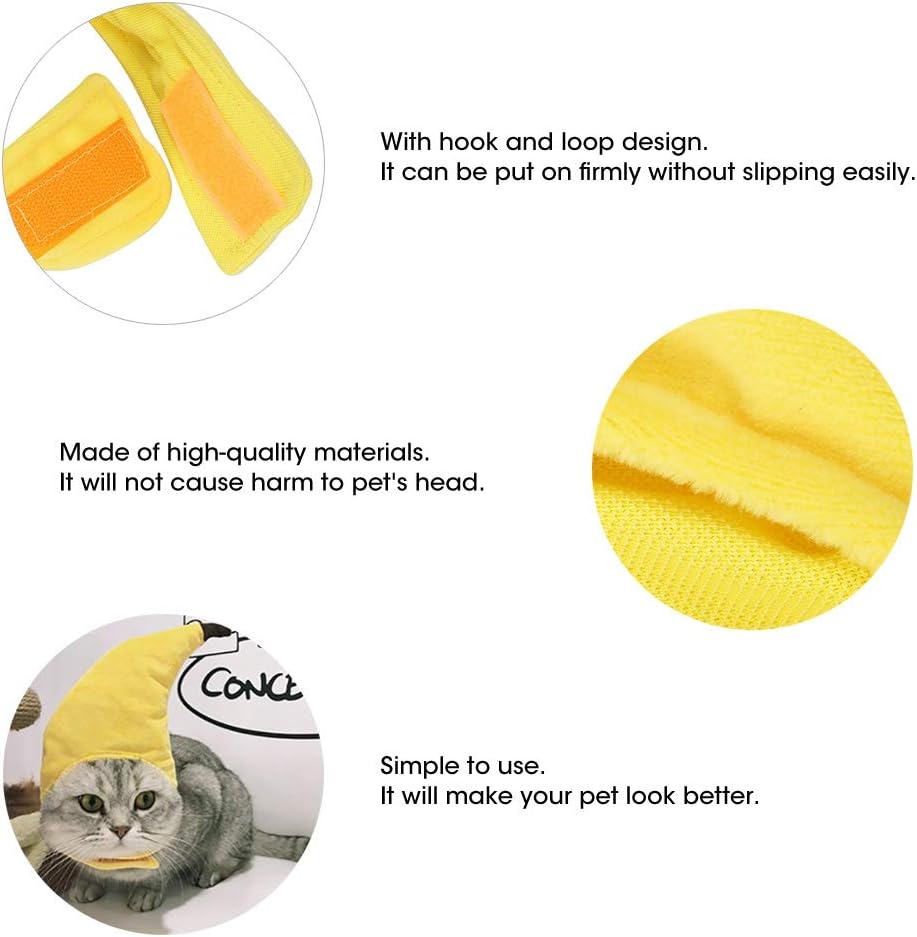 KUIDAMOS Cute Cat Hat Cap Transformations Festive Funny Cat Banana Hat Small Cat Banana Headwear Headdress Pet Costume Accessories(Average size) - Image 4