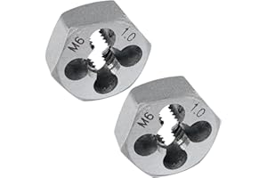 JALJA M6 x 1.0 Hex Die 2 Pcs Right Hand Thread Repair Tool Alloy Steel Hexagonal Die for External Thread Cutting and Screw Thread Restoring in Metalworking and Machinery