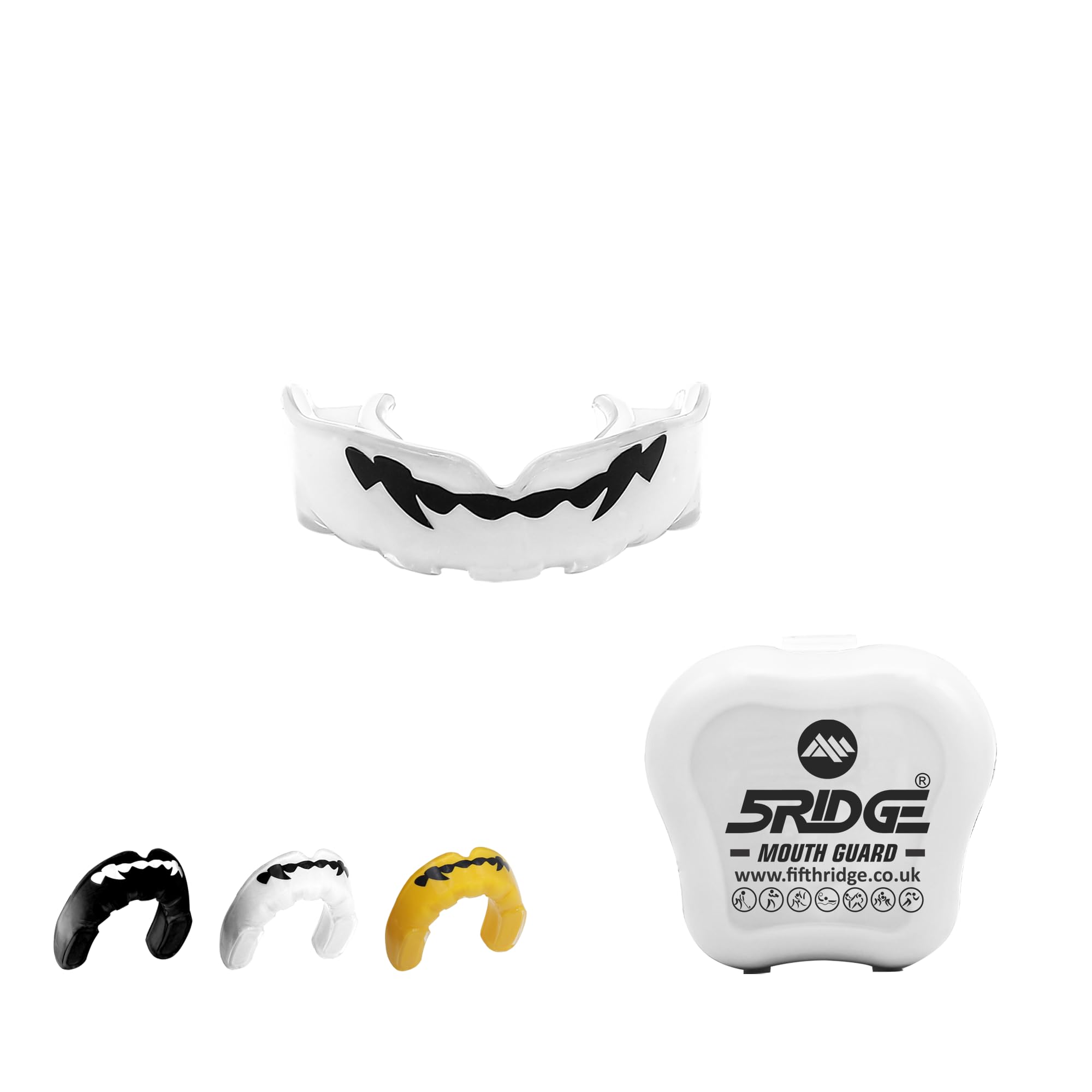 Mouthguard Slim Fit, Junior Gum Shield with Case for Youth Adult for School Combat Sports, MMA, Rugby, Judo, Karate, Hockey, Soccer, MMA Boxing, Martial Arts, Basketball (White, Junior)