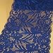 5.9 Inch Width Stretch Polyester Embroidery Floral Pattern Elastic Lace Trimming DTY Craft Supply Clothing Accessories, Dark Blue, 10 Yards