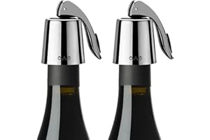 OWO Stainless Steel Wine Bottle Stopper, Reusable Wine Saver with Silicone Seal, Decorative Bottle Sealer, Keeps Fresh (Metal