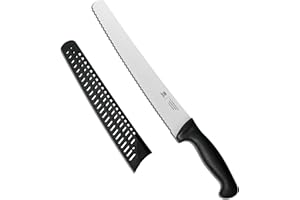 HUNTER.DUAL Bread Knife, 10 inch Serrated Sourdough Slicer Cutter for Homemade Bread, 1.4116 German Steel, Ergonomic Anti-Sli
