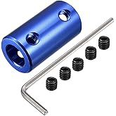 uxcell 8mm to 8mm Bore Rigid Coupling Set Screw L25XD14 Aluminum Alloy,Shaft Coupler Connector,Motor Accessories,Blue w Wrenc