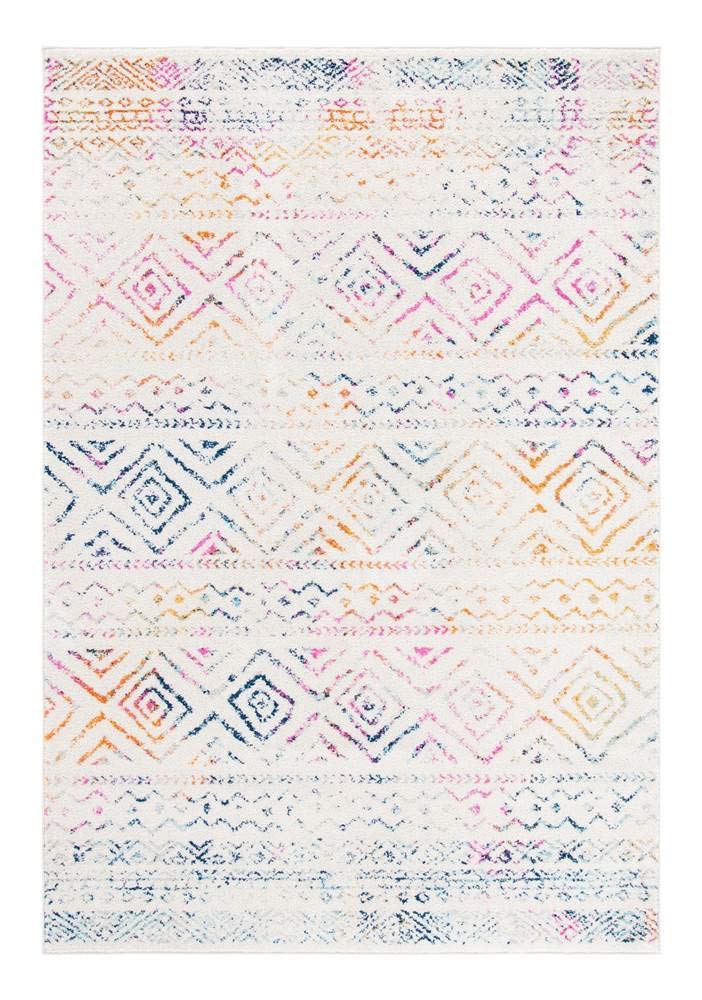 Safavieh Boho Chic Indoor Woven Rectangle Area Rug, Tulum Collection, TUL267, in Ivory / Fuchsia, 91 X 152 cm for Living Room, Bedroom or Any Indoor Space