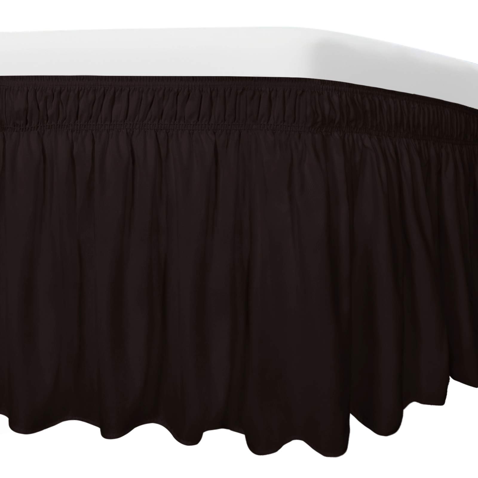 Easy-Going Bed Skirt for Queen or King Size Bed, 14 Inch Tailored Drop, Fitted with Adjustable Elastic Belt, Convenient to Use Without Lift The Mattress (Queen/King, Chocolate)