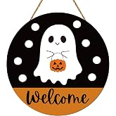 Halloween Decorations Indoor Halloween Wreaths for Front Door Decorations | Cute Halloween Decor Halloween Door Sign Cute Ghost Decor Wooden Door Hanger Welcome Sign for Wall Indoor Home Decorations