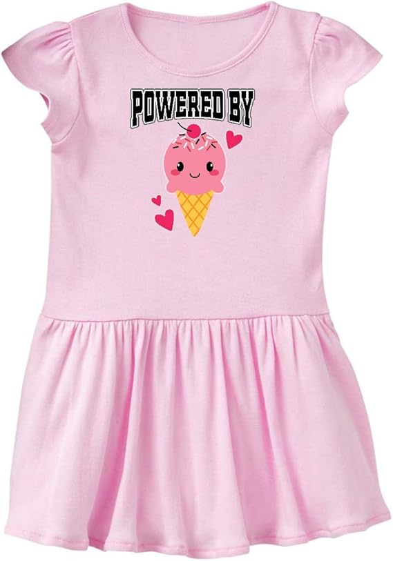 inktastic Powered by Ice Cream Toddler Dress Clothing