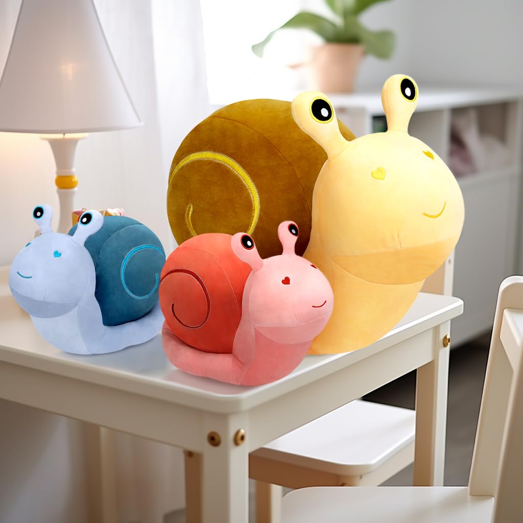 MUPI Snail Plush Pillow Toy Cute Stuffed Animal Snail Plush Kawaii Soft Decor Plushies Doll Gifts for Adults Kids Boys Girls Room Decor (Yellow 7.8 Inch)