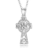 INFUSEU Sterling Silver Irish Jewelry, Celtic Claddagh Witches Knot Necklace for Women Teen Girls