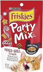 Friskies Party Mix Cat Treats Chicken Mixed Grill Crunch, Beef and Salmon, 2.1 Oz