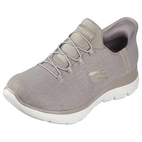 Skechers Women's Hands Free Slip-ins Summits Classy Night Sneaker, Taupe/Gold, 10