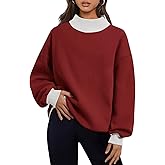 PRETTODAY Women's Oversized Sweatshirts Color Block Turtleneck Fleece Pullover Tops Long Sleeve Loose Fall Fashion Outfits