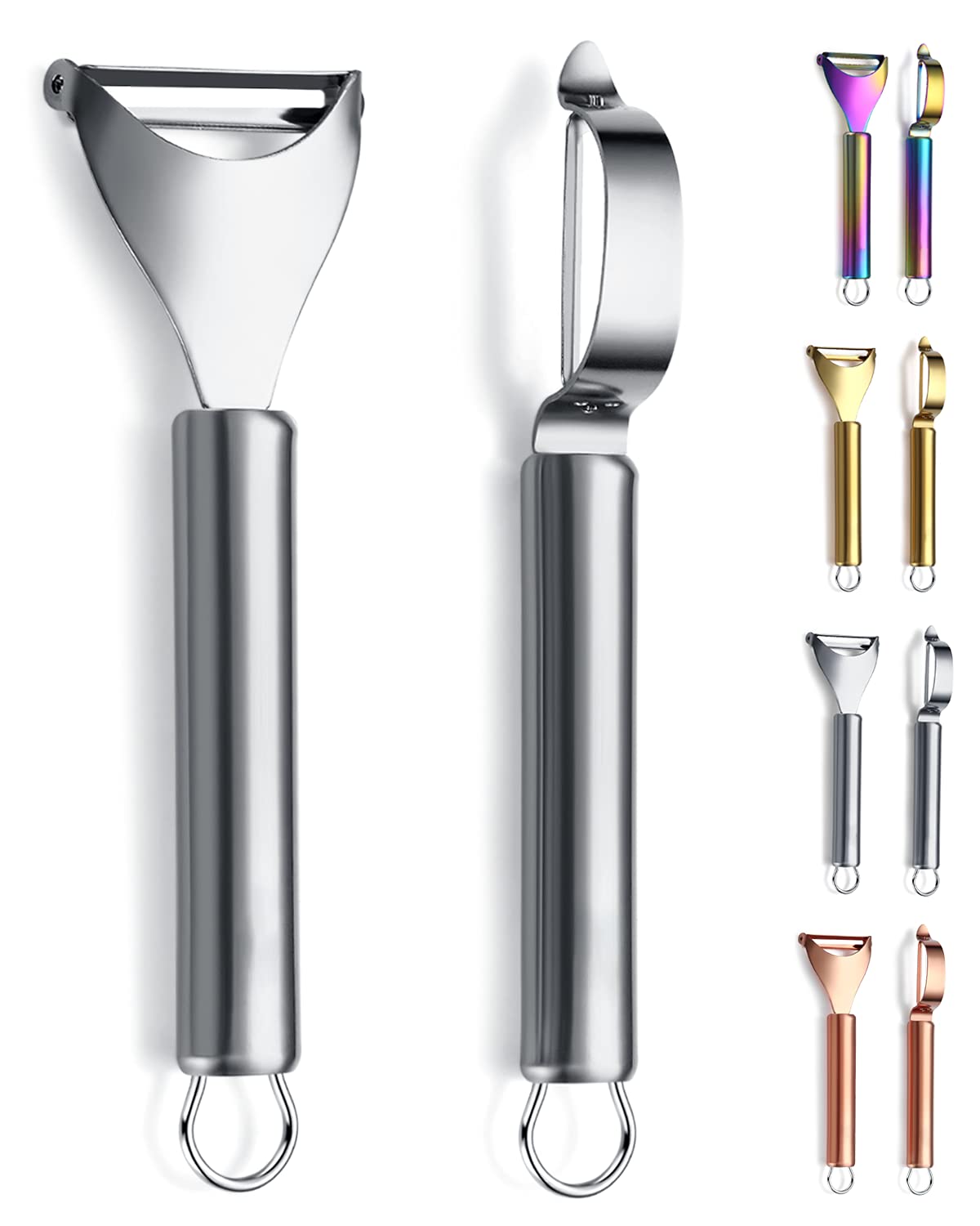 Potato Vegetable Peeler, Kyraton Stainless Steel Apple Fruit Veggie Peeler, Peelers for Kitchen Ergonomic Non Slip Handle Dishwasher Safe, Set of 2