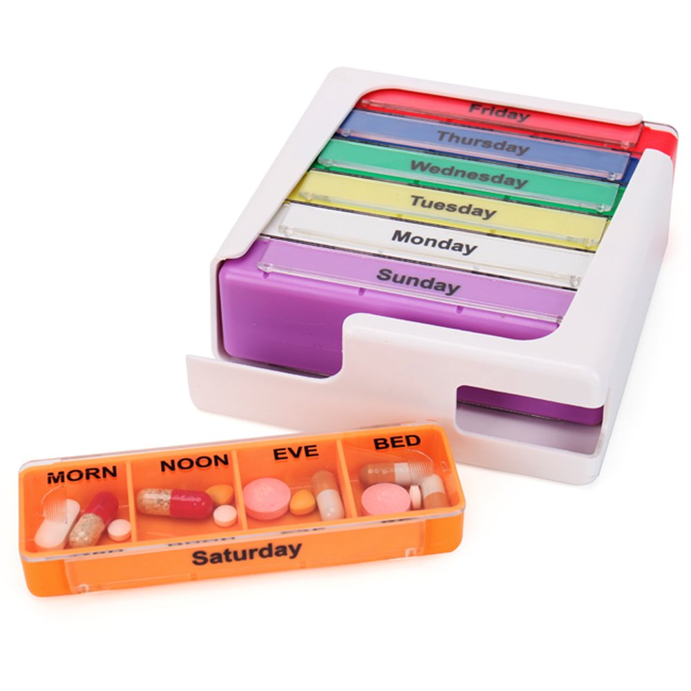 EyHome Weekly Pill Organizer, Pill Reminder for Elderly, Small Prime Detachable Pill Containers 4 Times a Day, Weekly Pill Sorter Pill Box, Travel Medicine Pill Box Organizer
