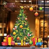 MLM Merry Christmas Bells Gifts Socks Wall Decals Christmas Tree Shop Window Removable Wall Stickers Shop Window Decorations Murals Removable DIY Home Decorations Art Décor