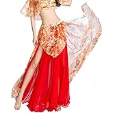 ROYAL SMEELA Belly Dance Costume for Women Chiffon Belly Dancing Skirt Bellydance Skirts Two Side Slit Belly Dancing Outfit