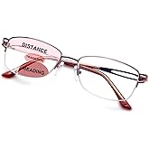 LianSan Metal Zero Top Progressive Multifocus Reading Glasses - for Women Half-Rim Blue Light Blocking Readers Clear Top Pink 2.00