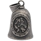 MOYOZZ Saint ST. Christopher Protect Us Motorcycle Bells W/Hanger for Bikers,Heavy Rider Bells Accessory &amp; Key Chain for Luck