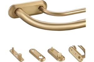 Lwiiom Double Curtain Rod for Windows 84 to 134 Inch,Adjustable Warm Gold Wrap Around Curtain Rod with Aluminum Double-deck Finials and Brackets,1"Front and 5/8" Back Blackout Curtain Rod