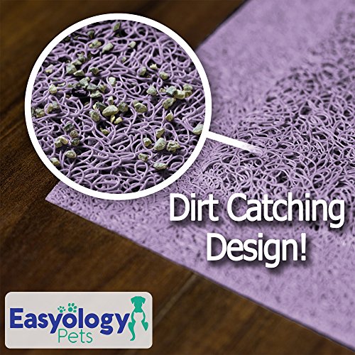 Premium Large Cat Litter Mat 35" x 23", Traps Messes, Easy Clean, Durable, Phthalate Free, Litter Box Mat with Scatter Control - Soft on Kitty Paws