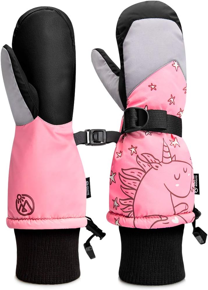 OutdoorMaster Kids Ski Gloves, Kids Ski Mittens Long Cuff Waterproof