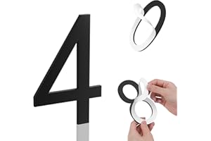 MEREAR 4 Inch House Numbers, Self-adhesive House Number Acrylic Modern House Numbers for Outside Black Mailbox Numbers Address Home Number for House Apartments Office Hotel Room Easy to Install (4)