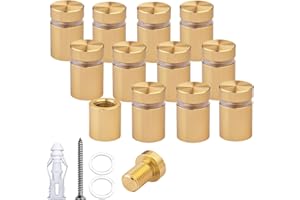 BESTANDOFF Pack of 12, Aluminum Standoff Screws, Wall Sign Standoff Mounting Hardware Advertising Glass Standoff Nail for Hanging Acrylic Picture Frame (12, Champagne, 1/2" X 1/2")