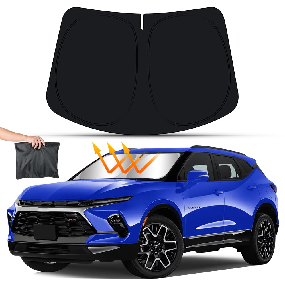 Photo 1 of LUNQIN Car Sun Shade for Chevy Blazer 2019 2020 2021 2022 2023 2024 2025 and Chevrolet Blazer EV 2024-2025 Auto Interior Accessories Windshield Sunshade Foldable Protector Window Curtains Cover Visor