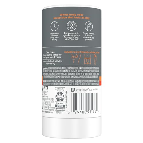 DOVE MEN+CARE WHOLE BODY DEO ALUMINUM-FREE DEODORANT STICK SHEA BUTTER + CEDAR FROM PITS, PRIVATES, TO FEET WITH VITAMIN E 2.6 OZ