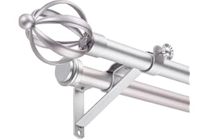 CGBAIEE Double Curtain Rods, Window Treatment Telescoping Double Curtain Rod Set,3/4-Inch Diameter, Adjustable Curtain Rod Adjusts from 48 to 86 Inches, Silver