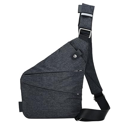 MKchung Fashion Men Canvas Chest Bag Simple Messenger Bag Crossbody Bag Black