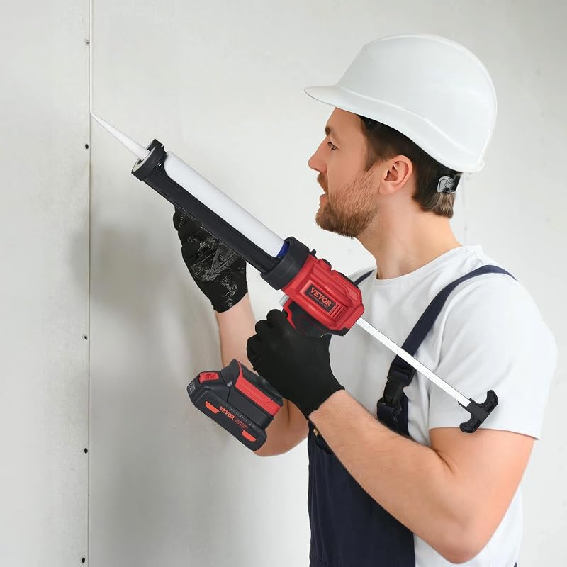 Pistola de Cartucho Inalámbrica de 300 ml Pistola de Calafateo Eléctrica de 20 V Pistola de Silicona con Batería de 2,0 Ah Cargador Rápido Antigoteo 4 Velocidades para Calafatear, Llenar, Sellar
